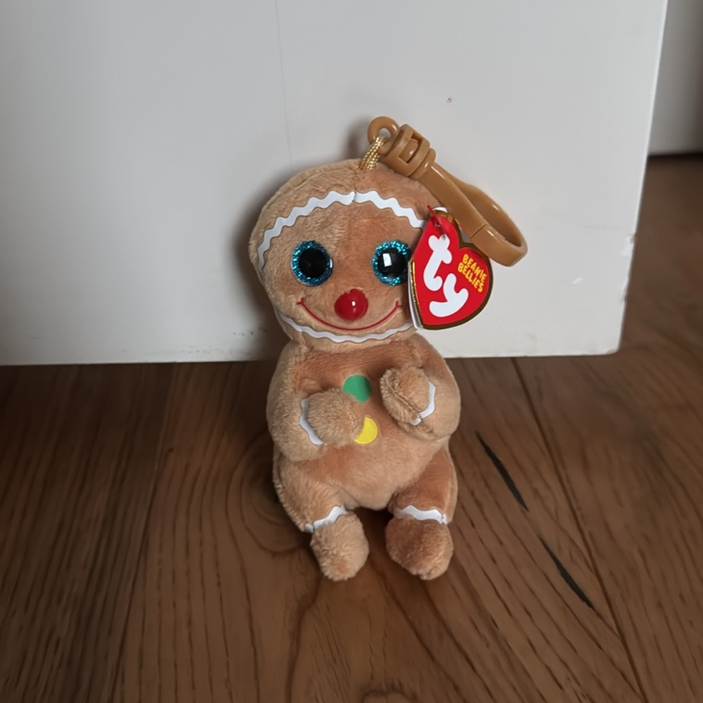 Cookie the Christmas Gingerbread Key Clip Ty Beanie Baby Bellies 2024
